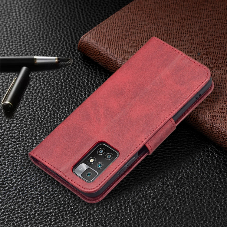 For Xiaomi Redmi 10 Retro Lambskin Texture Pure Color Horizontal Flip PU Leather Case with Holder & Card Slots & Wallet & Lanyard(Red) - Xiaomi Cases by buy2fix | Online Shopping UK | buy2fix