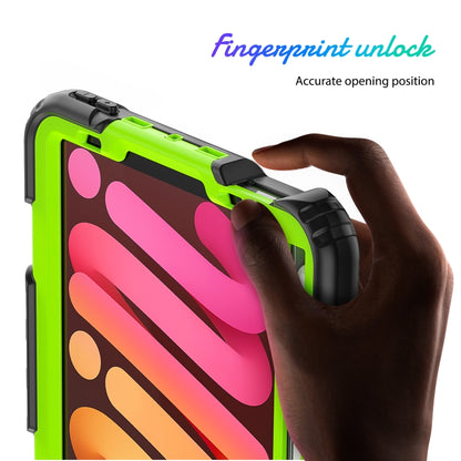 For iPad mini 6 Shockproof Silicone + PC Protective Tablet Case with Holder & Shoulder Strap & Pen Slot(Yellow Green + Black) - iPad mini 6 Cases by buy2fix | Online Shopping UK | buy2fix