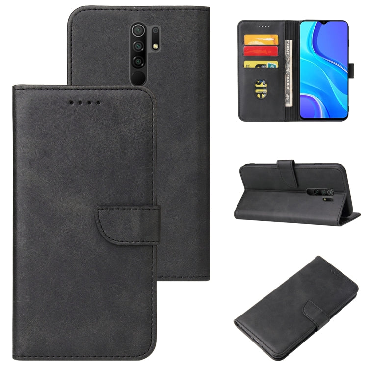 For Xiaomi Redmi 9 Calf Texture Buckle Horizontal Flip Leather Case with Holder & Card Slots & Wallet(Black) - Xiaomi Cases by buy2fix | Online Shopping UK | buy2fix