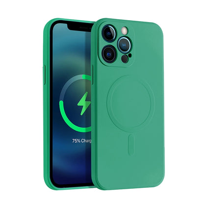 For iPhone 13 mini Liquid Silicone Full Coverage Shockproof Magsafe Case (Dark Green) - iPhone 13 mini Cases by buy2fix | Online Shopping UK | buy2fix