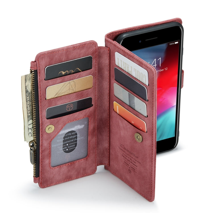 CaseMe-C30 PU + TPU Multifunctional Horizontal Flip Leather Case with Holder & Card Slot & Wallet & Zipper Pocket For iPhone 8 Plus & 7 Plus & 6 Plus(Red) - More iPhone Cases by CaseMe | Online Shopping UK | buy2fix