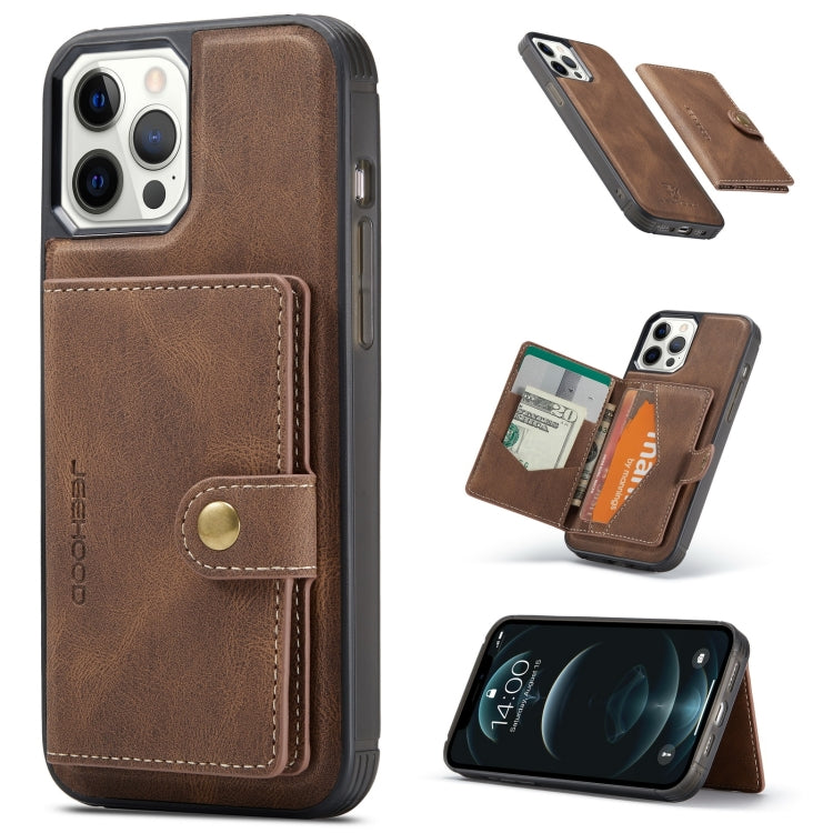 For iPhone 13 mini JEEHOOD Retro Magnetic Detachable Protective Case with Wallet & Card Slot & Holder (Brown) - iPhone 13 mini Cases by JEEHOOD | Online Shopping UK | buy2fix