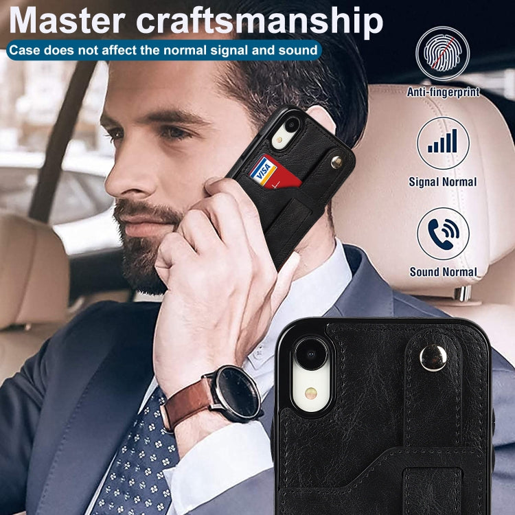 For iPhone XR Crazy Horse Texture Shockproof TPU + PU Leather Case with Card Slot & Wrist Strap Holder(Black) - More iPhone Cases by buy2fix | Online Shopping UK | buy2fix