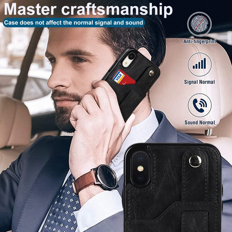 For iPhone XS Max Crazy Horse Texture Shockproof TPU + PU Leather Case with Card Slot & Wrist Strap Holder(Black) - More iPhone Cases by buy2fix | Online Shopping UK | buy2fix