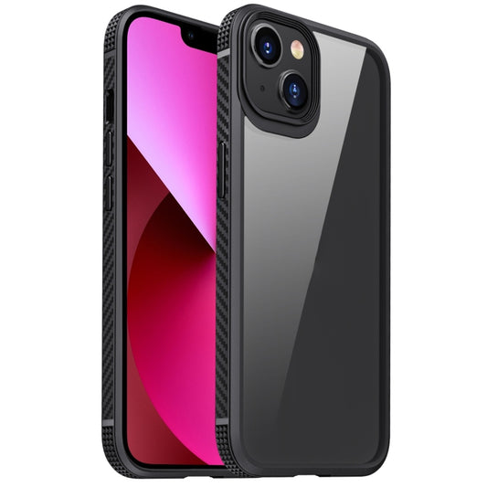 For iPhone 13 MG Series Carbon Fiber TPU + Clear PC Four-corner Airbag Shockproof Case(Black) - iPhone 13 Cases by buy2fix | Online Shopping UK | buy2fix