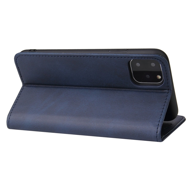 For iPhone 11 Pro Max Calf Texture Magnetic Horizontal Flip Leather Case with Holder & Card Slots & Wallet (Blue) - iPhone 11 Pro Max Cases by buy2fix | Online Shopping UK | buy2fix