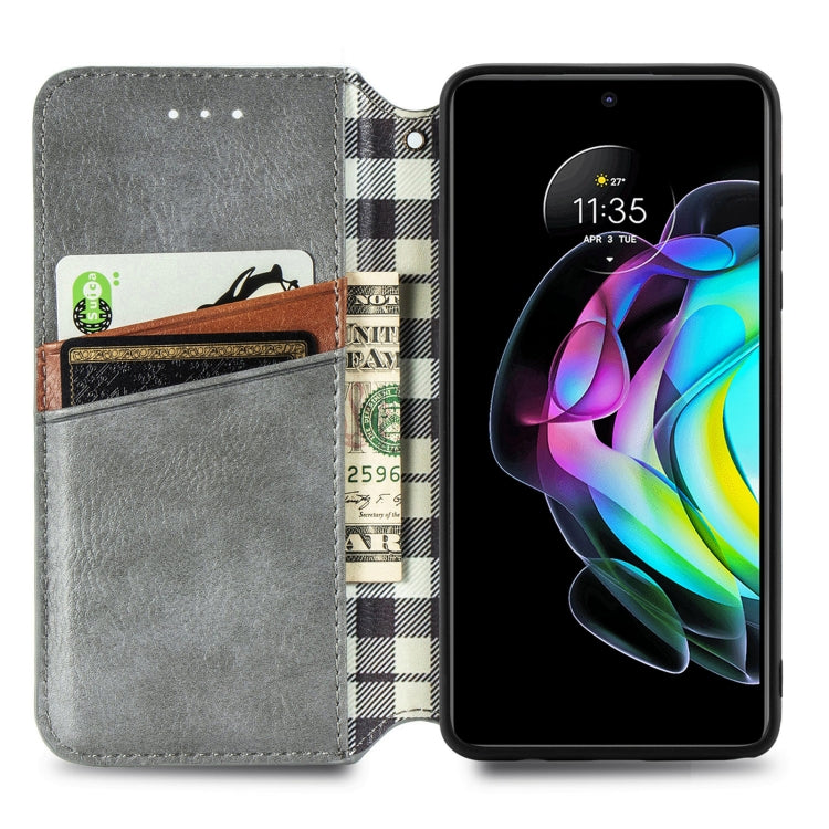 For Motorola Edge 20 Cubic Grid Pressed Horizontal Flip Magnetic PU Leather Case with Holder & Card Slots & Wallet(Grey) - Motorola Cases by buy2fix | Online Shopping UK | buy2fix