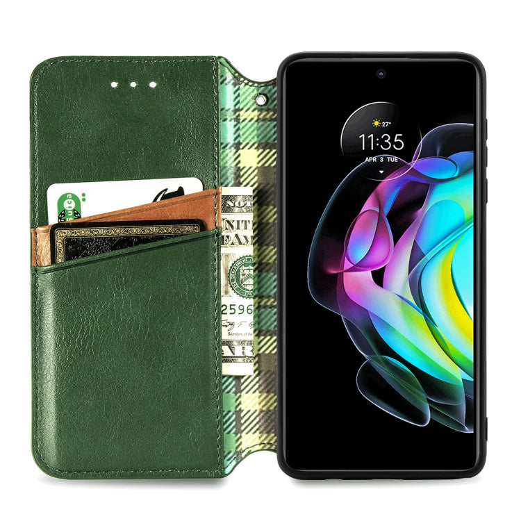 For Motorola Edge 20 Cubic Grid Pressed Horizontal Flip Magnetic PU Leather Case with Holder & Card Slots & Wallet(Green) - Motorola Cases by buy2fix | Online Shopping UK | buy2fix