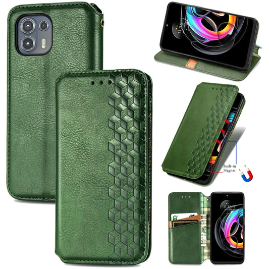 For Motorola Edge 20 Lite Cubic Grid Pressed Horizontal Flip Magnetic PU Leather Case with Holder & Card Slots & Wallet(Green) - Motorola Cases by buy2fix | Online Shopping UK | buy2fix