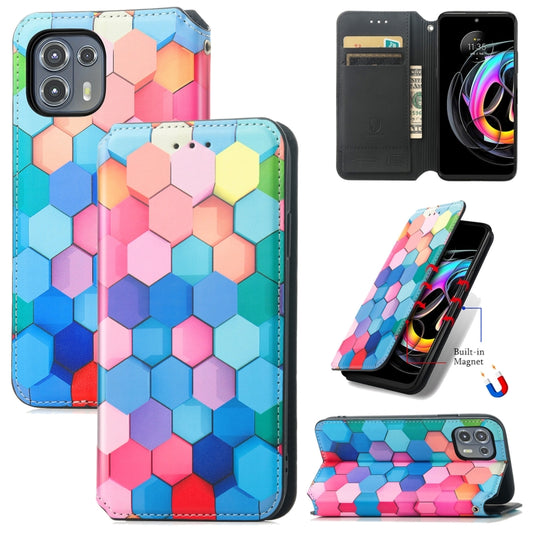 For Motorola Edge 20 Lite Colorful Magnetic Horizontal Flip PU Leather Case with Holder & Card Slot & Wallet(Colorful Cube) - Motorola Cases by buy2fix | Online Shopping UK | buy2fix