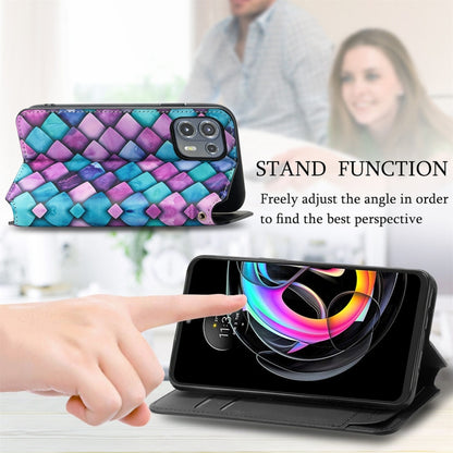 For Motorola Edge 20 Lite Colorful Magnetic Horizontal Flip PU Leather Case with Holder & Card Slot & Wallet(Purple Scales) - Motorola Cases by buy2fix | Online Shopping UK | buy2fix