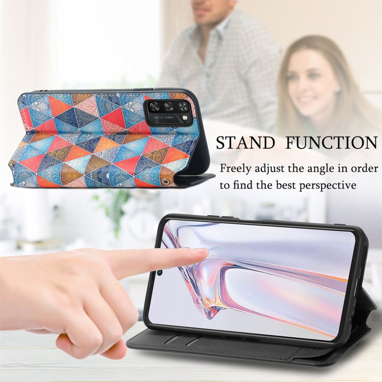 For Blackview A100 Colorful Magnetic Horizontal Flip PU Leather Case with Holder & Card Slot & Wallet(Rhombus Mandala) - More Brand by buy2fix | Online Shopping UK | buy2fix