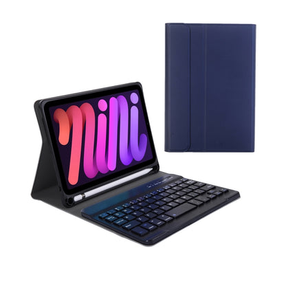 A06B Ultra-thin Detachable Bluetooth Keyboard Leather Tablet Case with Pen Slot & Holder for iPad mini 6(Dark Blue) - For iPad mini by buy2fix | Online Shopping UK | buy2fix