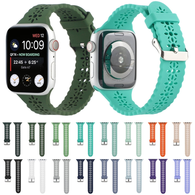 Hollow Out Silicone Watch Band For Apple Watch Series 9&8&7 41mm / SE 3&SE 2&6&SE&5&4 40mm / 3&2&1 38mm(Light Purple) - Watch Bands by buy2fix | Online Shopping UK | buy2fix