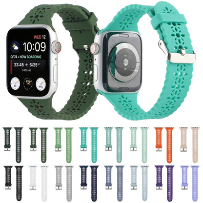 Hollow Out Silicone Watch Band For Apple Watch Series 9&8&7 41mm / SE 3&SE 2&6&SE&5&4 40mm / 3&2&1 38mm(Light Purple) - Watch Bands by buy2fix | Online Shopping UK | buy2fix