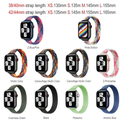 Small Waist Single Loop Nylon Braid Watch Band For Apple Watch Ultra 49mm&Watch Ultra 2 49mm / Series 9&8&7 45mm / SE 3&SE 2&6&SE&5&4 44mm / 3&2&1 42mm, Size:M 155mm(Z Pattern-Blue Pink) - Watch Bands by buy2fix | Online Shopping UK | buy2fix