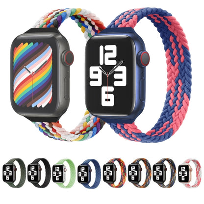 Small Waist Single Loop Nylon Braid Watch Band For Apple Watch Ultra 49mm&Watch Ultra 2 49mm / Series 9&8&7 45mm / SE 3&SE 2&6&SE&5&4 44mm / 3&2&1 42mm, Size:L 165mm(Official Rainbow) - Watch Bands by buy2fix | Online Shopping UK | buy2fix