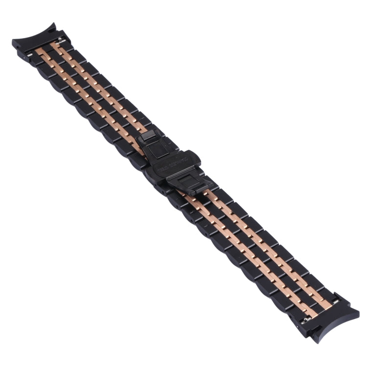 For Samsung Galaxy Watch4 40mm/44mm Seven-bead Stainless Steel Watch Band(Black Rose Gold) - Watch Bands by buy2fix | Online Shopping UK | buy2fix