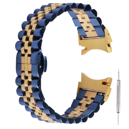 For Samsung Galaxy Watch4 40mm/44mm Five-bead Stainless Steel Watch Band(Blue Gold) - Watch Bands by buy2fix | Online Shopping UK | buy2fix