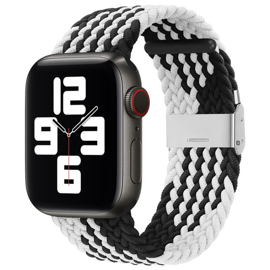 Nylon Braid One Buckle Watch Band For Apple Watch Ultra 49mm&Watch Ultra 2 49mm / Series 9&8&7 45mm / SE 3&SE 2&6&SE&5&4 44mm / 3&2&1 42mm(Z Black White) - Watch Bands by buy2fix | Online Shopping UK | buy2fix