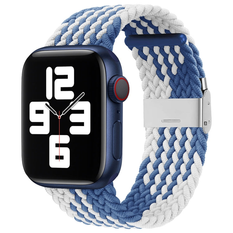 Nylon Braid One Buckle Watch Band For Apple Watch Ultra 49mm&Watch Ultra 2 49mm / Series 9&8&7 45mm / SE 3&SE 2&6&SE&5&4 44mm / 3&2&1 42mm(Z Blue White) - Watch Bands by buy2fix | Online Shopping UK | buy2fix