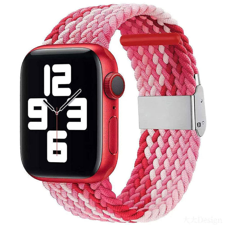 Nylon Braid One Buckle Watch Band For Apple Watch Ultra 49mm&Watch Ultra 2 49mm / Series 9&8&7 45mm / SE 3&SE 2&6&SE&5&4 44mm / 3&2&1 42mm(Strawberry Red) - Watch Bands by buy2fix | Online Shopping UK | buy2fix