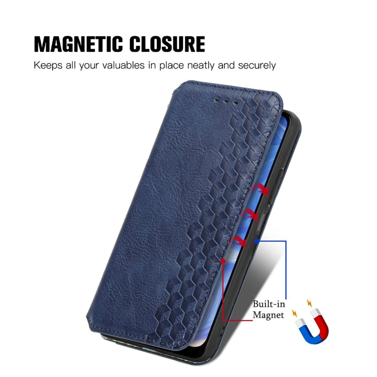 For Doogee N40 Pro Cubic Grid Pressed Horizontal Flip Magnetic Leather Case with Holder & Card Slots & Wallet(Blue) - More Brand by buy2fix | Online Shopping UK | buy2fix