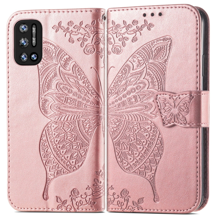 For DOOGEE N40 Pro Butterfly Love Flowers Embossed Horizontal Flip Leather Case with Holder & Card Slots & Wallet & Lanyard(Rose Gold) - More Brand by buy2fix | Online Shopping UK | buy2fix