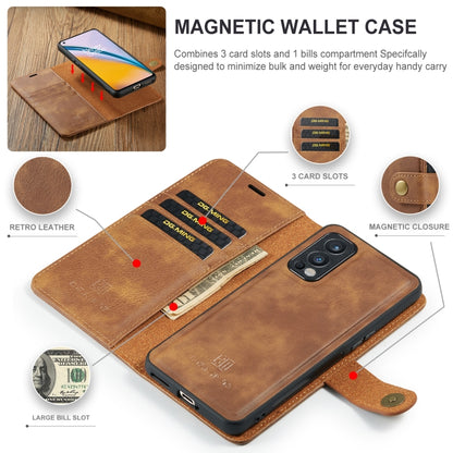 For OnePlus Nord N200 5G DG.MING Crazy Horse Texture Flip Detachable Magnetic Leather Case with Holder & Card Slots & Wallet(Brown) - OnePlus Cases by DG.MING | Online Shopping UK | buy2fix