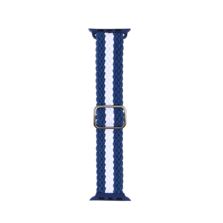 Adjustable Striped Woven Nylon Strap Watch Band For Apple Watch Ultra 49mm&Watch Ultra 2 49mm / Series 9&8&7 45mm / SE 3&SE 2&6&SE&5&4 44mm / 3&2&1 42mm(Blue White) - Watch Bands by buy2fix | Online Shopping UK | buy2fix