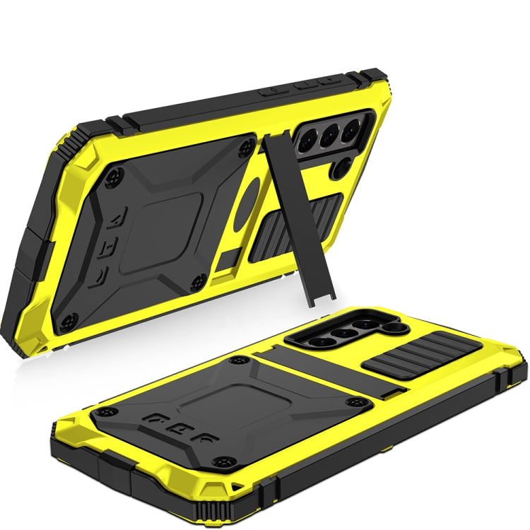 For Samsung Galaxy S21 FE R-JUST Rugged Phone Case with Holder(Yellow) - Galaxy Phone Cases by R-JUST | Online Shopping UK | buy2fix