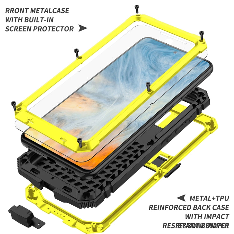 For Samsung Galaxy S21 FE R-JUST Rugged Phone Case with Holder(Yellow) - Galaxy Phone Cases by R-JUST | Online Shopping UK | buy2fix