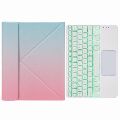 H-097CS Touch Backlight Bluetooth Keyboard Leather Case with Rear Three-fold Holder For iPad 9.7 2018 & 2017(Pink Blue) - Universal by buy2fix | Online Shopping UK | buy2fix