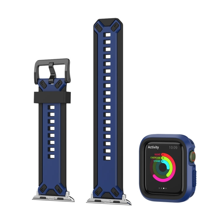 Two-color TPU Strap For Apple Watch Ultra 49mm&Watch Ultra 2 49mm / Series 9&8&7 45mm / SE 3&SE 2&6&SE&5&4 44mm / 3&2&1 42mm(Black Midnight Blue) - Watch Bands by buy2fix | Online Shopping UK | buy2fix