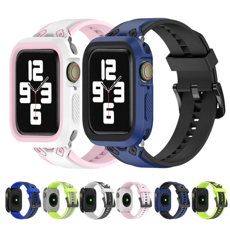 Two-color TPU Strap For Apple Watch Ultra 49mm&Watch Ultra 2 49mm / Series 9&8&7 45mm / SE 3&SE 2&6&SE&5&4 44mm / 3&2&1 42mm(Black Midnight Blue) - Watch Bands by buy2fix | Online Shopping UK | buy2fix