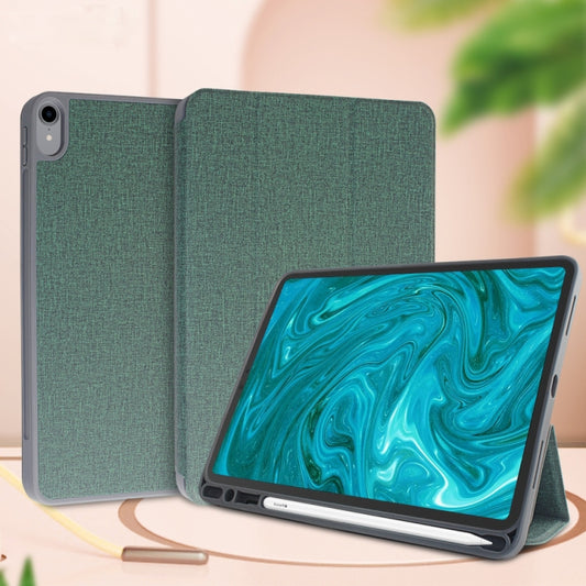 For iPad Pro 10.5 Mutural Exquisite Series Cloth Texture PU+TPU Leather Case with 3-Fold Holder & Pen Slot & Sleep & Wake-up Function(Green) - iPad Pro 10.5 inch Cases by Mutural | Online Shopping UK | buy2fix