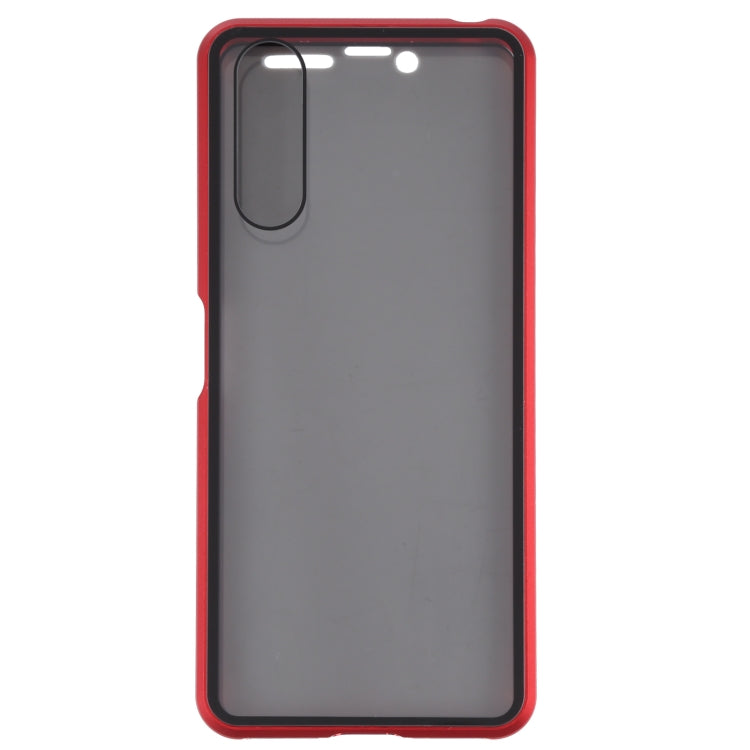 For Sony Xperia 10 III Anti-peeping Magnetic Double-sided Tempered Glass Phone Case(Red) - Sony Cases by buy2fix | Online Shopping UK | buy2fix