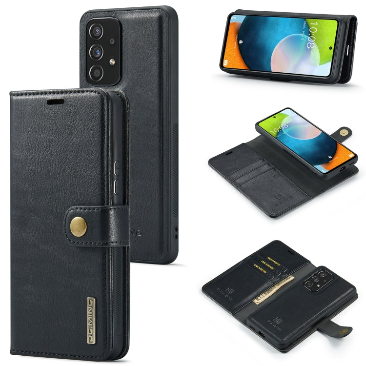 For Samsung Galaxy A53 5G DG.MING Crazy Horse Texture Detachable Magnetic Leather Phone Case(Black) - Galaxy Phone Cases by DG.MING | Online Shopping UK | buy2fix