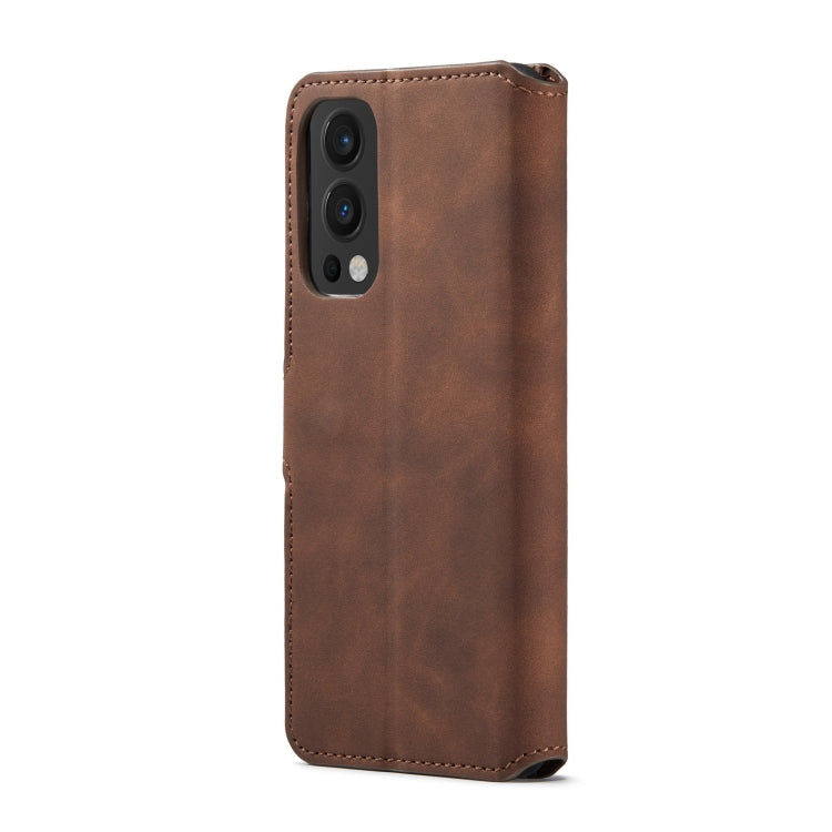 For OnePlus Nord 2 DG.MING Retro Oil Side Horizontal Flip Leather Case with Holder & Card Slots & Wallet(Coffee) - OnePlus Cases by DG.MING | Online Shopping UK | buy2fix