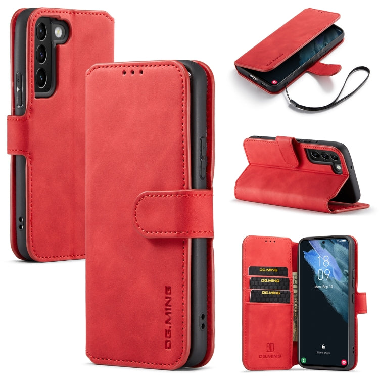 For Samsung Galaxy S22+ DG.MING Retro Oil Side Horizontal Flip Leather Case with Holder & Card Slots & Wallet(Red) - Galaxy S22+ 5G Cases by DG.MING | Online Shopping UK | buy2fix