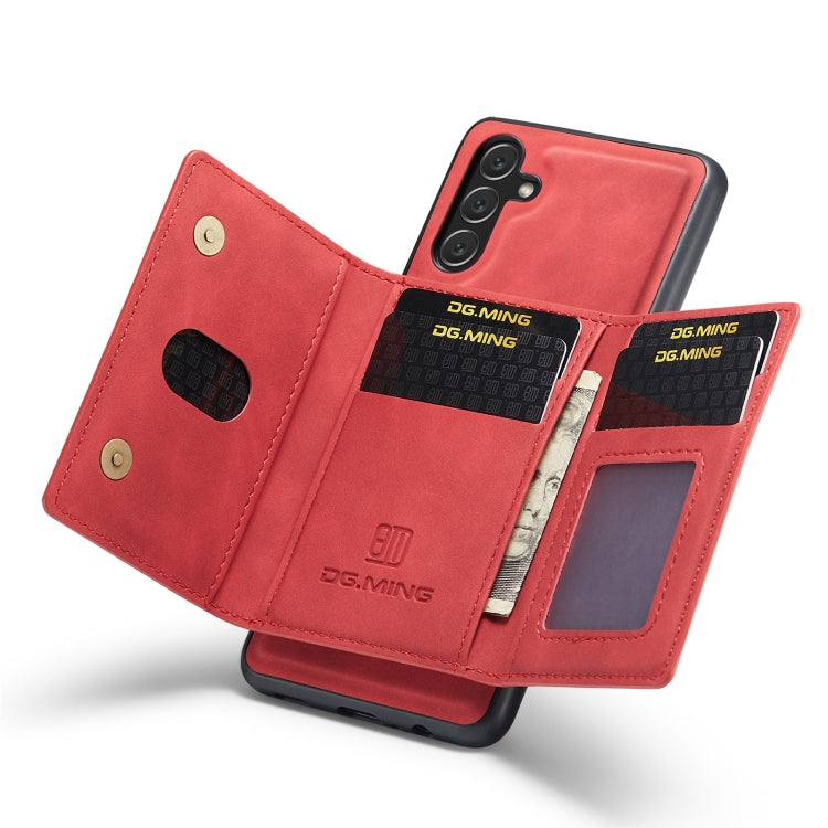 For Samsung Galaxy A13 5G DG.MING M2 Series 3-Fold Multi Card Bag Phone Case(Red) - Galaxy Phone Cases by DG.MING | Online Shopping UK | buy2fix