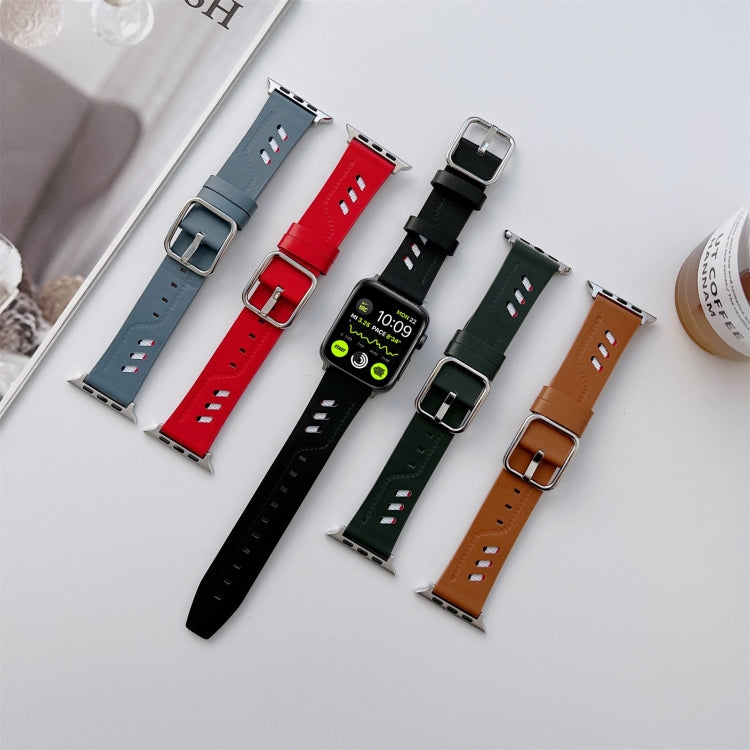 Genuine Leather Nylon Watch Band For Apple Watch Ultra 49mm&Watch Ultra 2 49mm / Series 9&8&7 45mm / SE 3&SE 2&6&SE&5&4 44mm / 3&2&1 42mm(Brown) - Watch Bands by buy2fix | Online Shopping UK | buy2fix