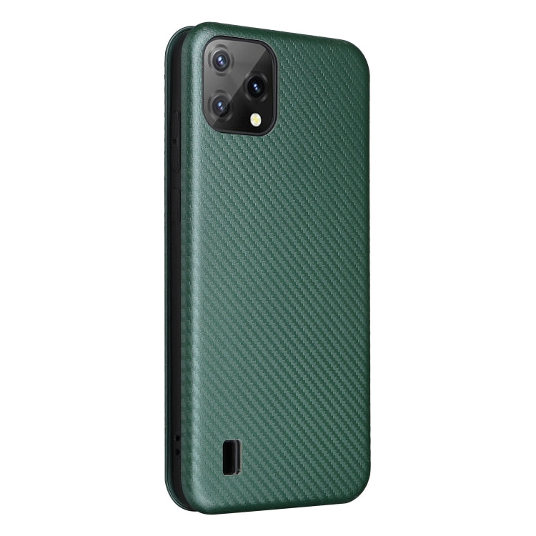 For Blackview A55 Carbon Fiber Texture Horizontal Flip PU Phone Case(Green) - More Brand by buy2fix | Online Shopping UK | buy2fix