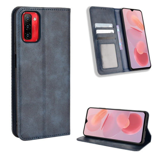 For Ulefone Note 12P Magnetic Buckle Retro Texture Leather Phone Case(Blue) - Ulefone Cases by buy2fix | Online Shopping UK | buy2fix