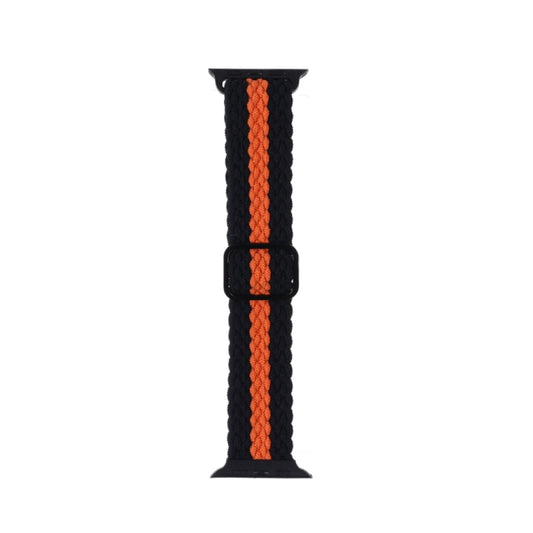 Nylon Braid Watch Band For Apple Watch Ultra 49mm&Watch Ultra 2 49mm / Series 9&8&7 45mm / SE 3&SE 2&6&SE&5&4 44mm / 3&2&1 42mm(Black+Orange) - Watch Bands by buy2fix | Online Shopping UK | buy2fix