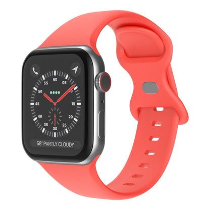 Butterfly Buckle Silicone Watch Band, Size: L For Apple Watch Ultra 49mm&Watch Ultra 2 49mm / Series 9&8&7 45mm / SE 3&SE 2&6&SE&5&4 44mm / 3&2&1 42mm(Coral Red) - Watch Bands by buy2fix | Online Shopping UK | buy2fix