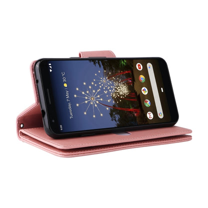 For Google Pixel 3A XL Rivet Buckle 9 Cards Three Fold Leather Phone Case(Rose Gold) - Google Cases by buy2fix | Online Shopping UK | buy2fix