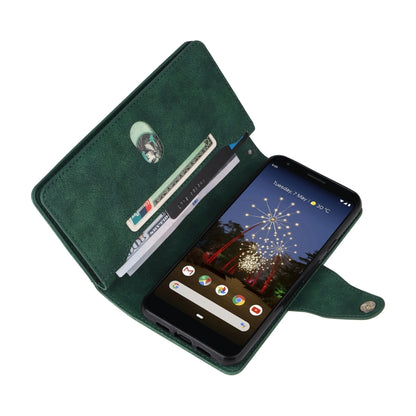 For Google Pixel 3A XL Rivet Buckle 9 Cards Three Fold Leather Phone Case(Green) - Google Cases by buy2fix | Online Shopping UK | buy2fix