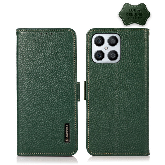 For Honor X30i / Play6T Pro / X8 KHAZNEH Side-Magnetic Litchi Genuine Leather RFID Phone Case(Green) - Honor Cases by buy2fix | Online Shopping UK | buy2fix