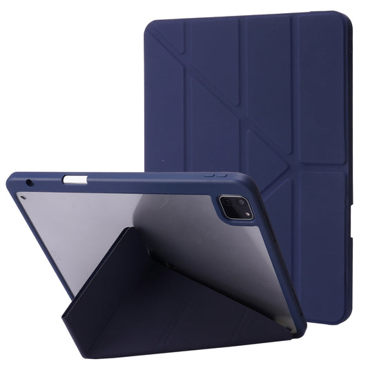 For iPad Air 13 2024 / iPad Pro 12.9 2022 / 2021 / 2020 / 2018 Deformation Transparent Acrylic Leather Tablet Case(Dark Blue) - iPad Pro 12.9 (2022/2021) Cases by buy2fix | Online Shopping UK | buy2fix